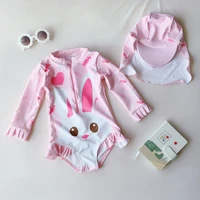 2pcs set baby girls swimsuit uv protective long sleeve sunscreen toddler baby swimwear cute rabbit princess swimming suit