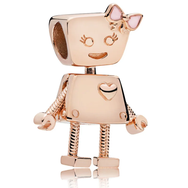 5 Розовое золото Rob& Bella Bot's Pet Bobby Bot Dog Цветочные Подвески Bella Fit Pandora браслет серебряные бусины 925 пробы DIY ювелирные изделия - Цвет: 5