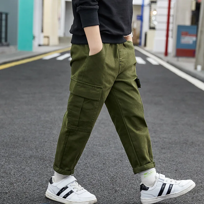 

Green Grey Spring Autumn Casual Pants Boys Kids Trousers Children Clothing Teenagers School Cotton Home Gift Beach High Quality
