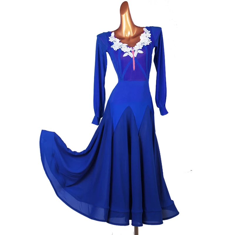 

Женское платье с длинным рукавом для современных танцев, национальная стандартная Одежда для танцев, бальных танцев, большого размера, иску...