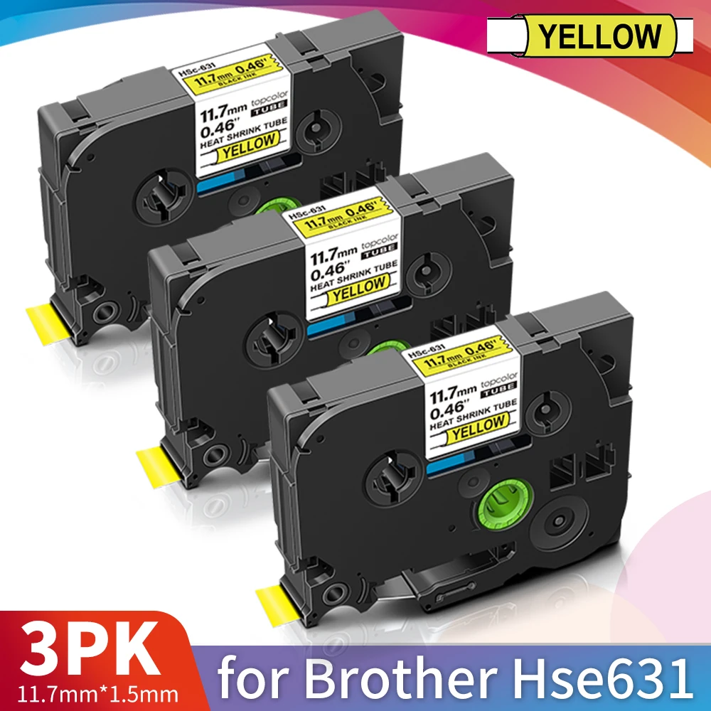 Topcolor 3PK tz Hs631 запечатанных лент для Совместимость Брат термоусадочные трубчатая