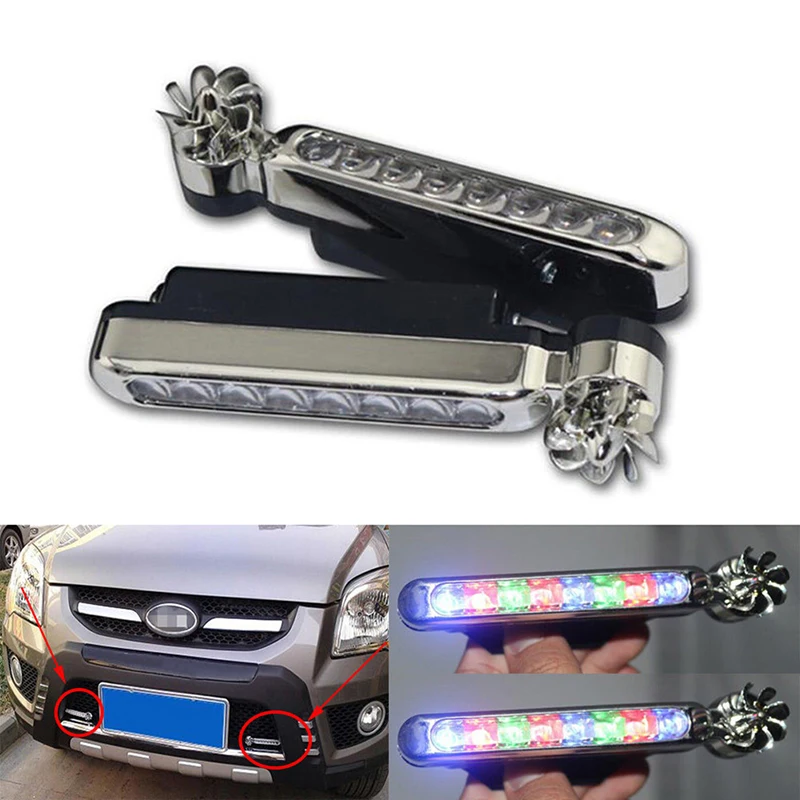 1 Pair Car Wind Energy Lamp Support Car Daytime Running Lights 8 LED DRL Daylight Headlight Car decoration light Car styling