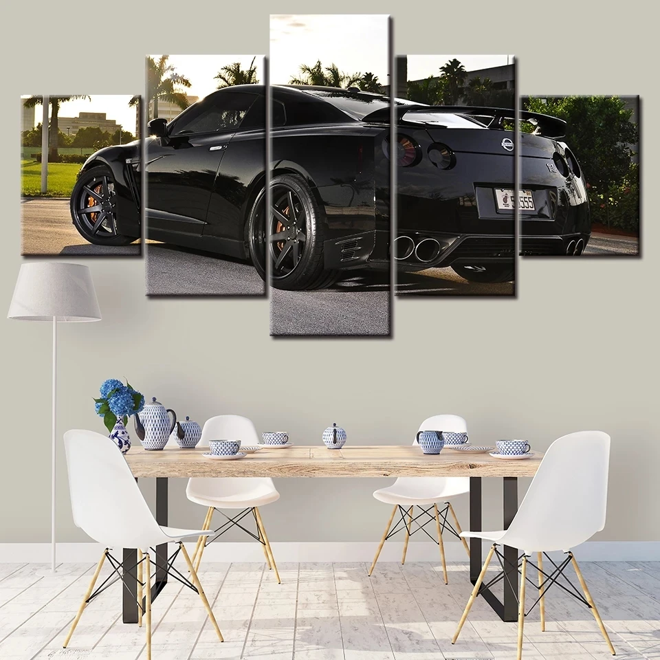 

5 Piece Modular Canvas Wall Art Black Nissan Skyline Gtr Car Poster Living Room Modern Prints Bedroom Home Decoration Picture