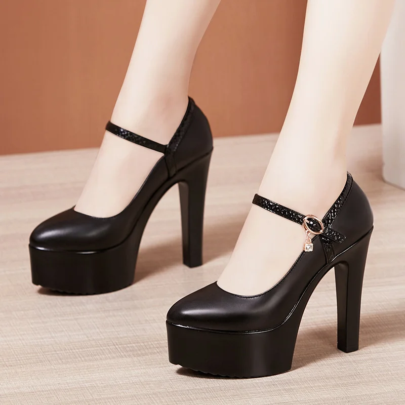 

Super high heeled 13cm walk show thin heeled high heeled shoes women's cheongsam thick bottom waterproof platform pointed black