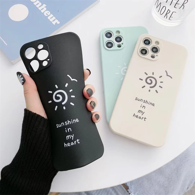 

Simple and pure color sun phone case for iPhone 11 12 Pro Max mini SE 2020 X XR XS Max 7 8 Plus anti-fall protective cover