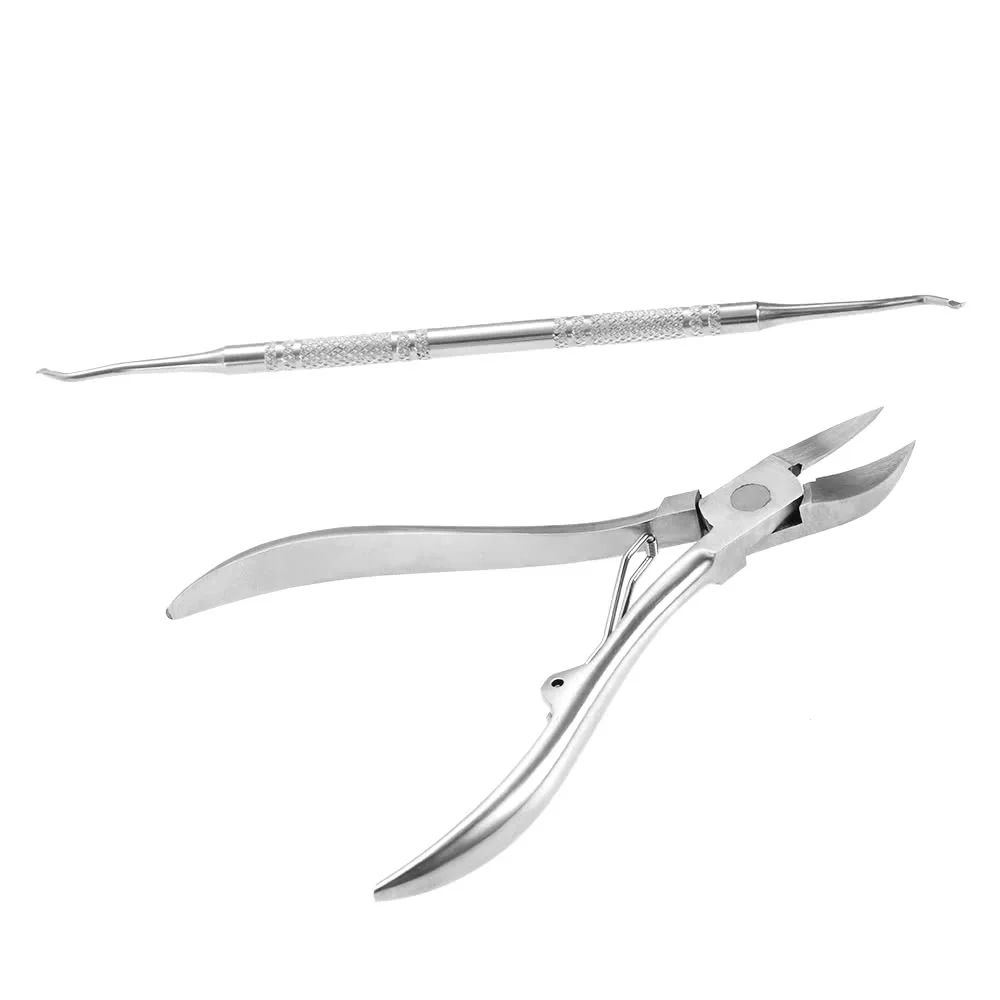 

2pcs Stainless Steel Nail Cuticle Scissor + Ingrowing Toenail Cleaner Nail Clippers Finger and Toe Nail Nipper Nail Manicure
