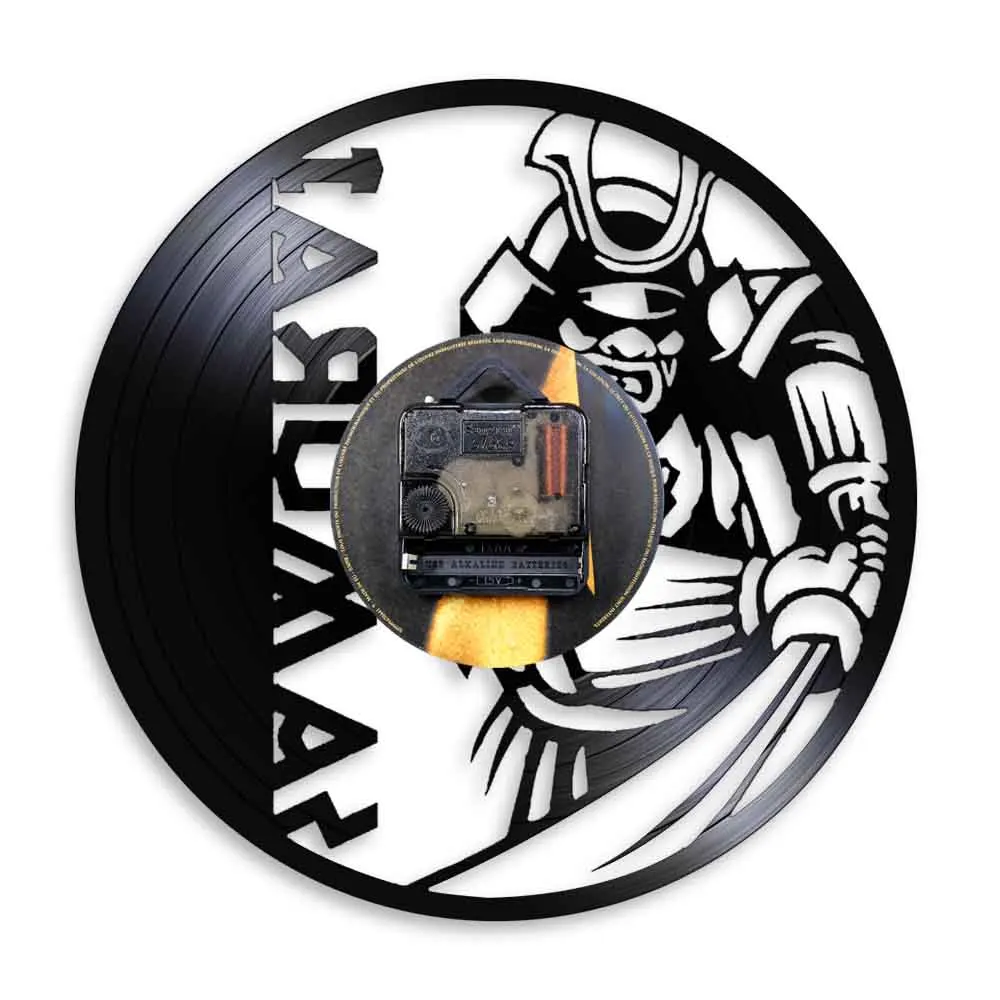 Настенные часы с японским воином винтажные украшения для стен виниловой