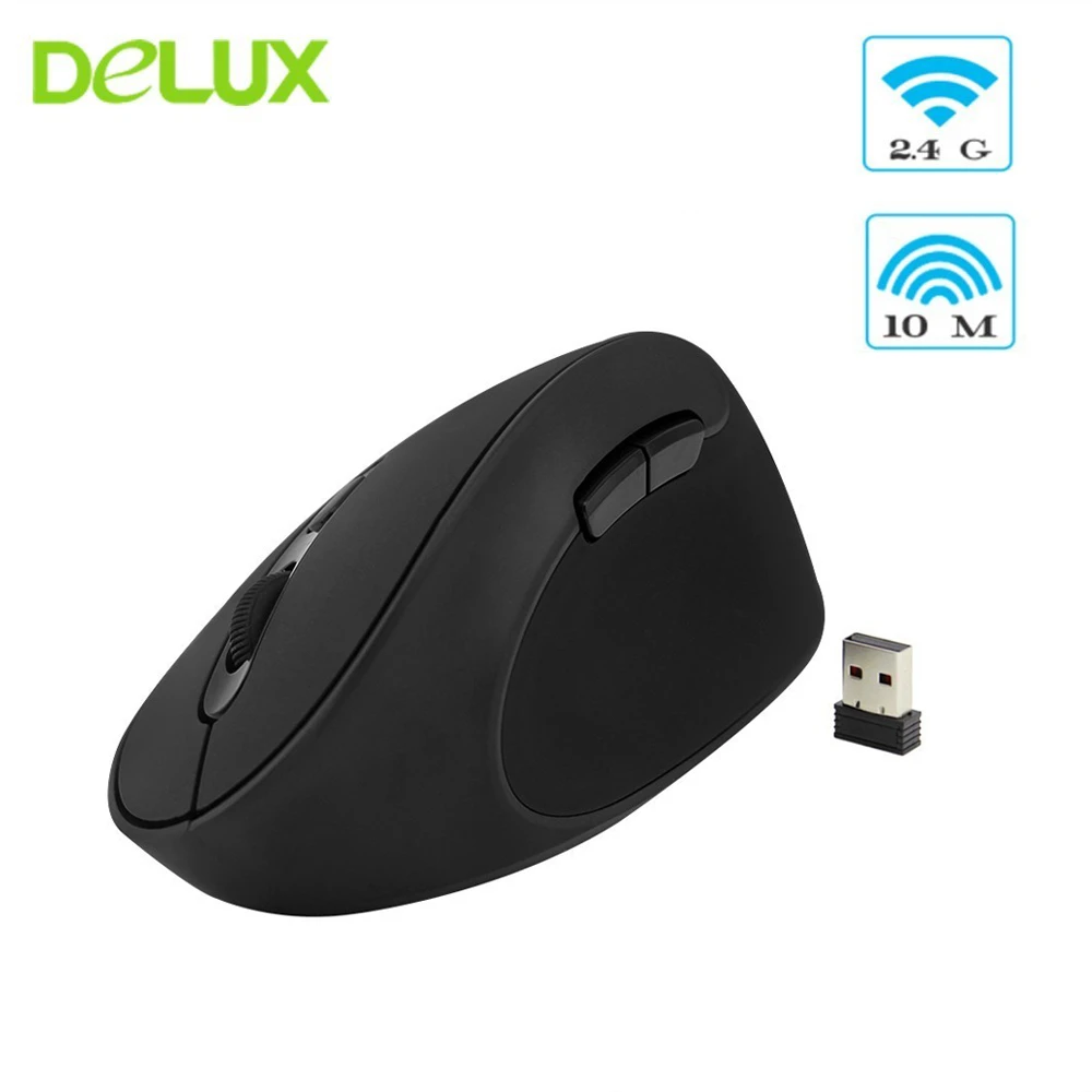 Мышь Компьютерная Delux Вертикальная беспроводная 2 4 ГГц USB 1600DPI | Компьютеры и офис