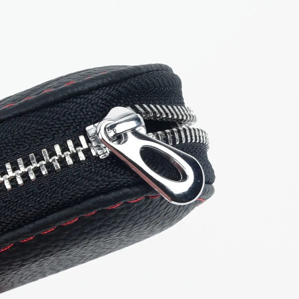 

Bag Key Cover Remote Fob Zipper Case Portable Black 1pc Part Car Leather