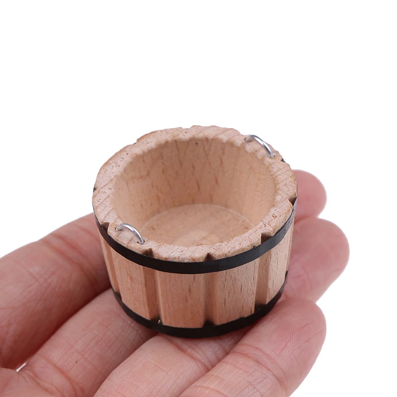 

Wooden Basin Wooden Barrel Furniture Doll Houses Accessories 1:12 Dollhouse Miniatures