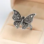 Винтажное тибетское серебряное кольцо с черной бабочкой, кольцо в готическом стиле с кристаллом из циркония, женское кольцо на палец, ювелирное изделие на годовщину, подарок
