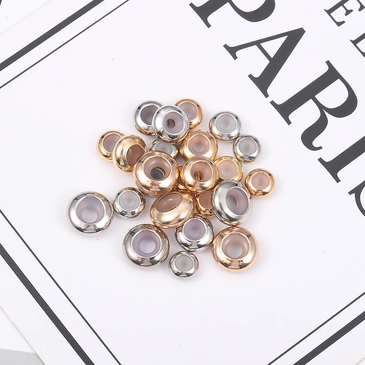 

10 шт., бусины из меди и золота с родиевым силиконом