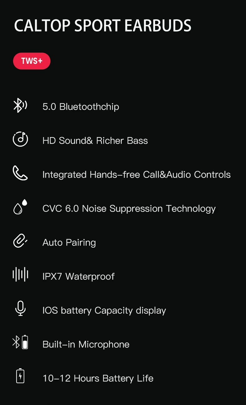 Беспроводные спортивные наушники TWS Bluetooth 5,0 наушники с ушным крюком для бега с шумоподавлением стерео наушники с микрофоном IPX4 водонепроницаемые