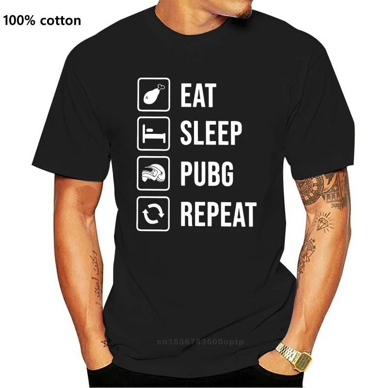 

New Eat Sleep PUBG Repeat Winner Winner Chicken Dinner Crazy T Shirts Man Short Sleeves Clothes 4XL 5XL Tee Shirt Cotton T-Shirt