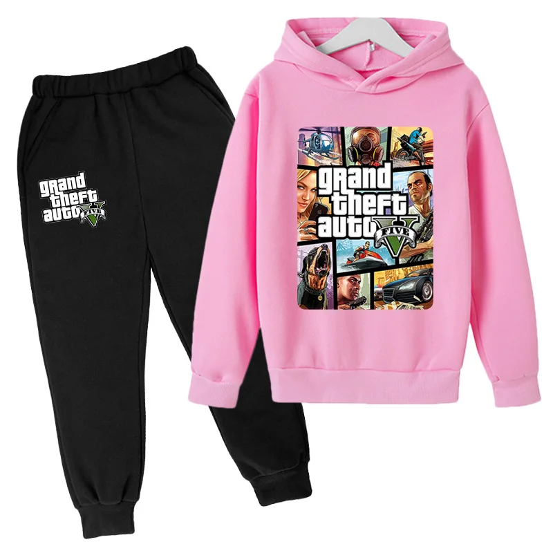 

2021 Game Grand Theft Auto Gta V 5 Clothing Set Kids Hoodies and Pants 2pcs Suit Toddler Boys Tracksuit Teen Girls Casual Outfit