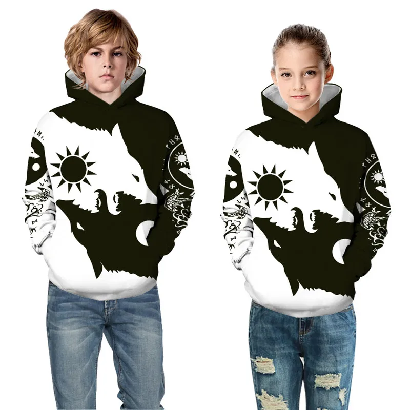 

Hooded Sweatshirt for Boys Long Sleeve Winter Fall Kids Grils Clothes 2021 Children Sweaters Loose Cute Funny Ugly Printed XS XL