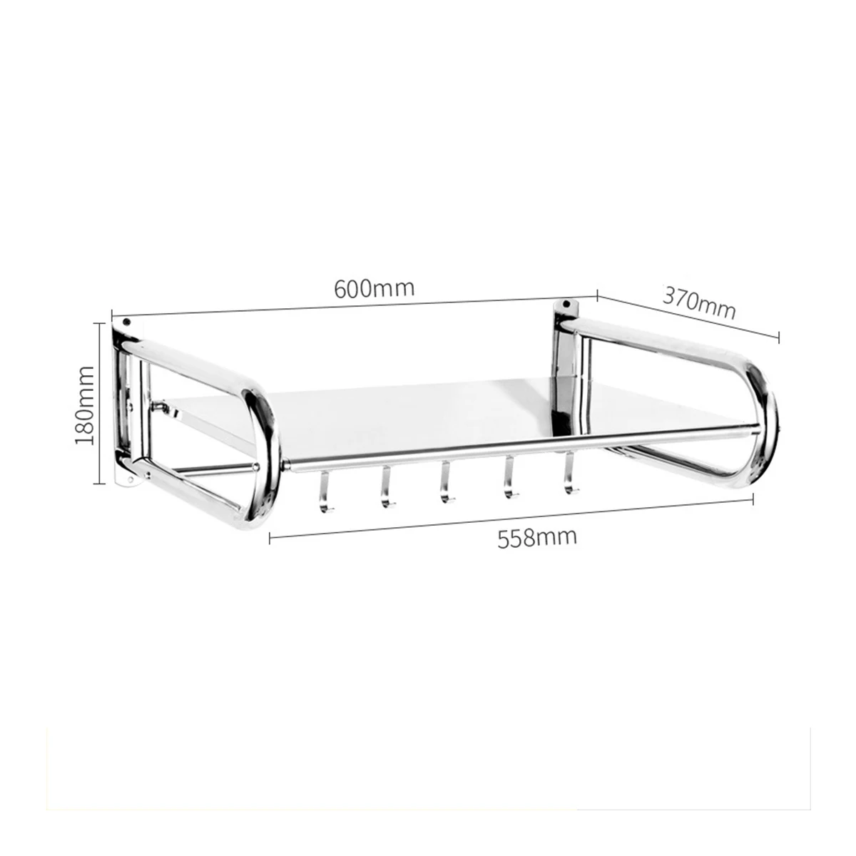 

55X37X18cm/60X37X18cm Microwave Oven with 6 Mobile Hooks Bracket Wall Mounted Kitchen Rack Light Grate kitchen Shelf Rack