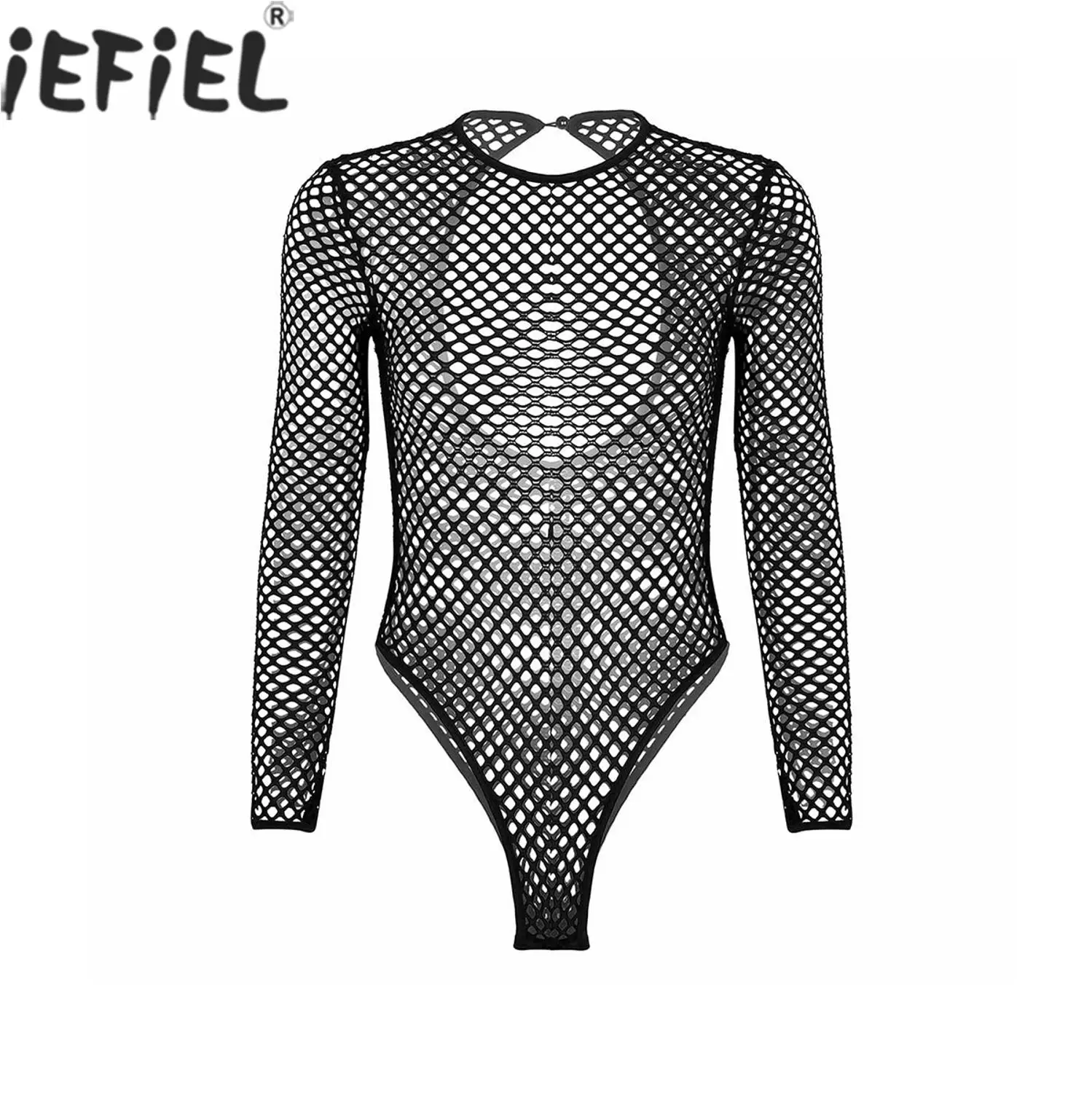 

Women Sexy Erotic Fishnet Underwear Teddy Bodysuit See Through Sheer Lingerie Long Sleeve Thong Leotard Jumpsuit Romper Catsuit