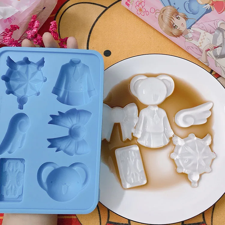Сейлор Мун cardcaptor sakura прозрачные карты большой силиконовый антипригарный лоток для льда Отличная форма для шоколадных конфет желе и мыла