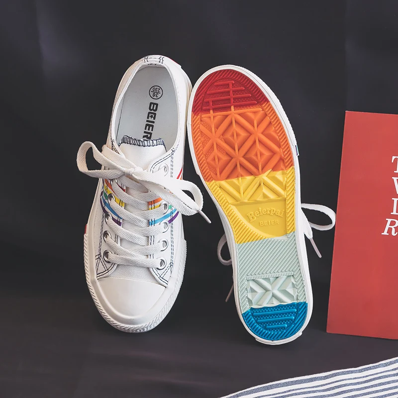 Радужная текстильная обувь 2019 г. Весенне-летние трендовые стильные модные