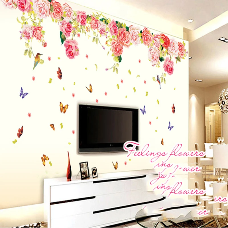 Романтические розы цветы цветущие наклейки на стену домашняя комната