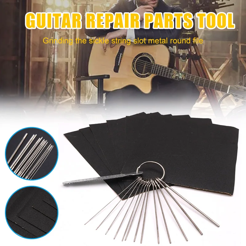 Гитара мост седло Гайка Файлы набор полировки игл файлы Песочная бумага для