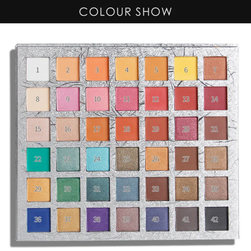 Qibest Cosmetics 42 Цвета Палитра для теней для век мерцающий матовый водонепроницаемый Paleta De Sombra блеск макияж Палетка теней
