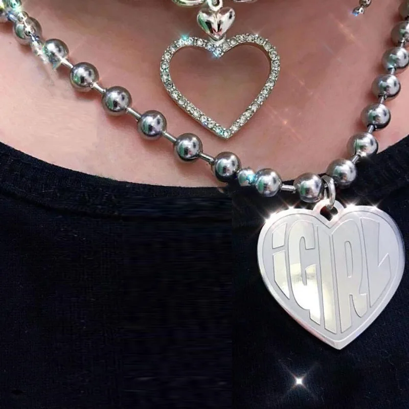 Цепочка с подвеской в виде сердца и букв из нержавеющей стали|Ожерелья подвеской|