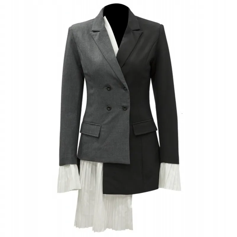 Весенний брендовый женский ассиметричный цветной блейзер с оборками в стиле