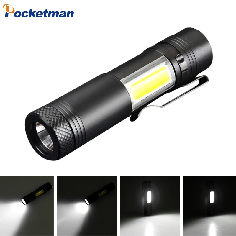 

Portable Pocket LED Flashlight Waterproof Powerful Flashlamp Has 4 Modes With Side Light For Camping Running on sale