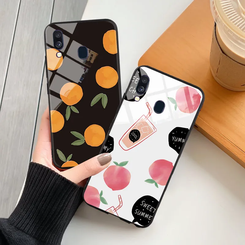 Glass Case For Samsung Galaxy A10 A20 e A30 A40 A50 A80 A90 A5 A7 A8 J5 J4 2017 2018 A21 A51 A71 A81 S11 Plus Lite Fruits Cover | Мобильные