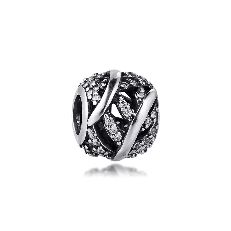 

Fits Pandora Bracelet Genuine 925 Sterling Silver Pave Feather Charms Beads for DIY Making Women Jewelry kralen Wholesale