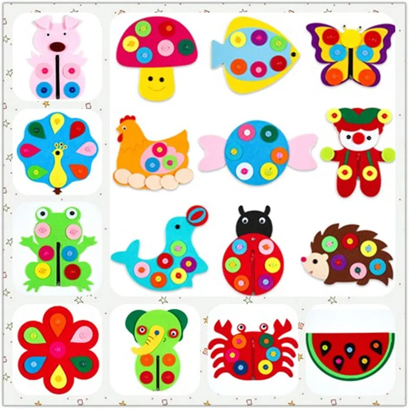 

DIY Crafts For Kids Handmade Non-woven Material Felt Toy with Button Felt Flowers Christmas Crafts For Children 16 Style of Felt