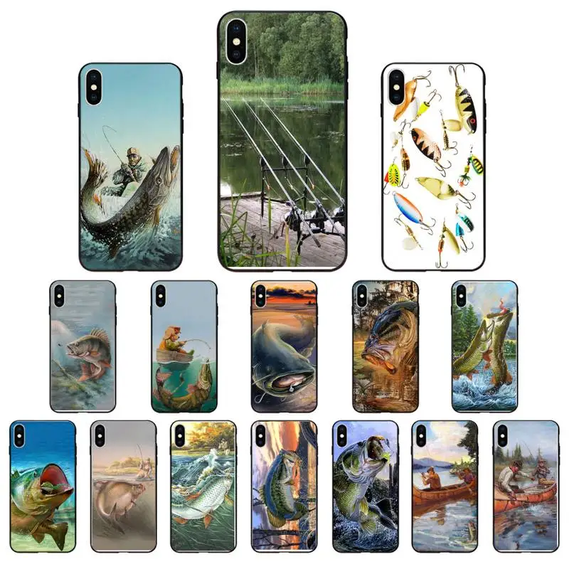 

Bass Fishing Lake Sunset Fisherman Phone Case for iphone 13 12 11 Pro Max Case For iPhone XS MAX X XR SE2 8 7 Plus