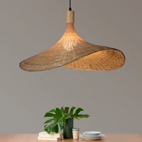 modern hand woven bamboo lamp used in restaurant hotel family living room attic retro custom straw hat decorative lamp