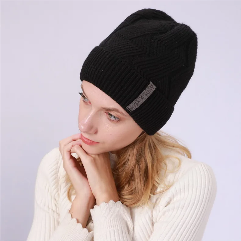 NUZADA брендовые зимние вязанные шапочки Skullies шапочки шапки s мужские женские шерстяные плюс бархатные со стразами шапка с наушниками уличные лыжные теплые шапки