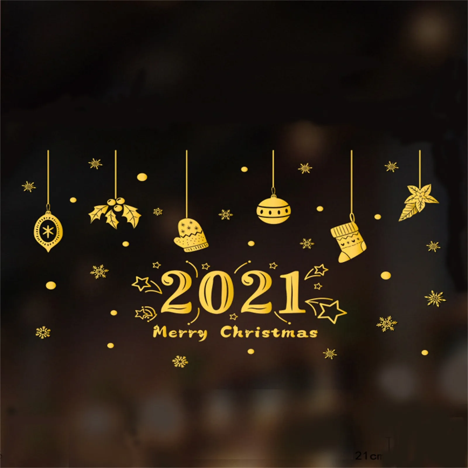 Christmas Foil Stickers Window Decorations With Gold Home Decor New Year 2022 Decoration Year's Ornaments |