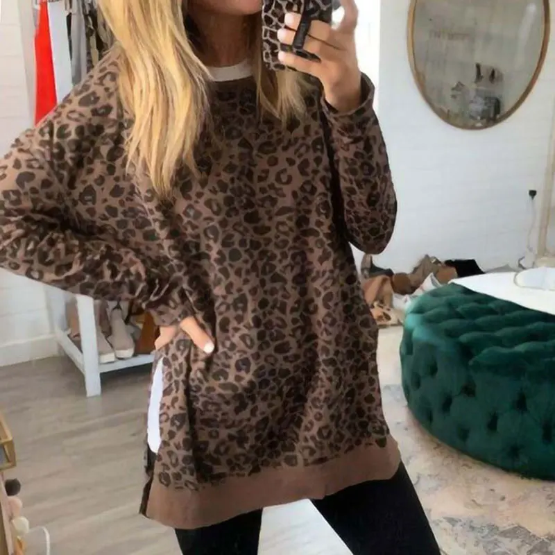 

Nice Autumn Leopard Sweatshirt Women Fashion Camouflage Llong Sweatshirt Ladies Long Sleeve Loose Sweatshirts For Women