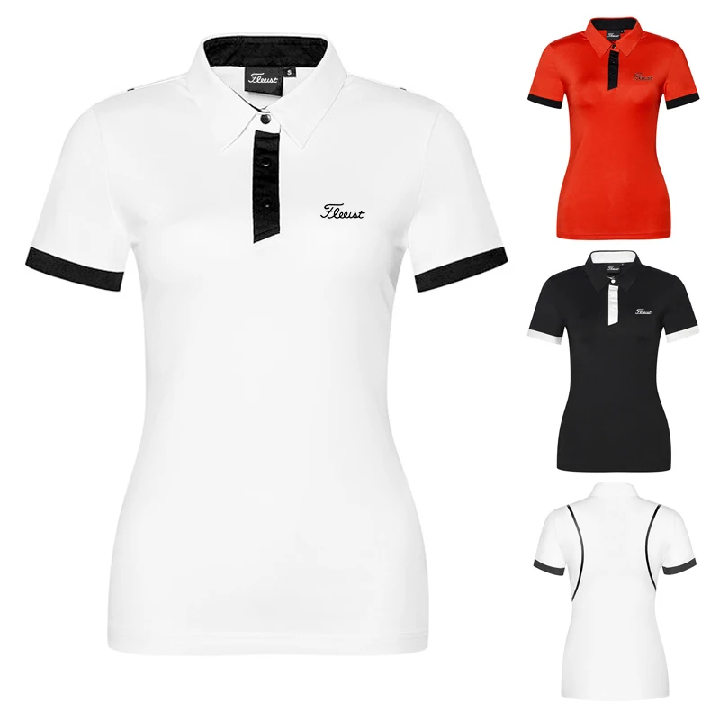 New Hot Golf Weart-shirt Lidies Short Sleeve Polyester Summer Outdoor Sports Sweat-absorbent Clothing