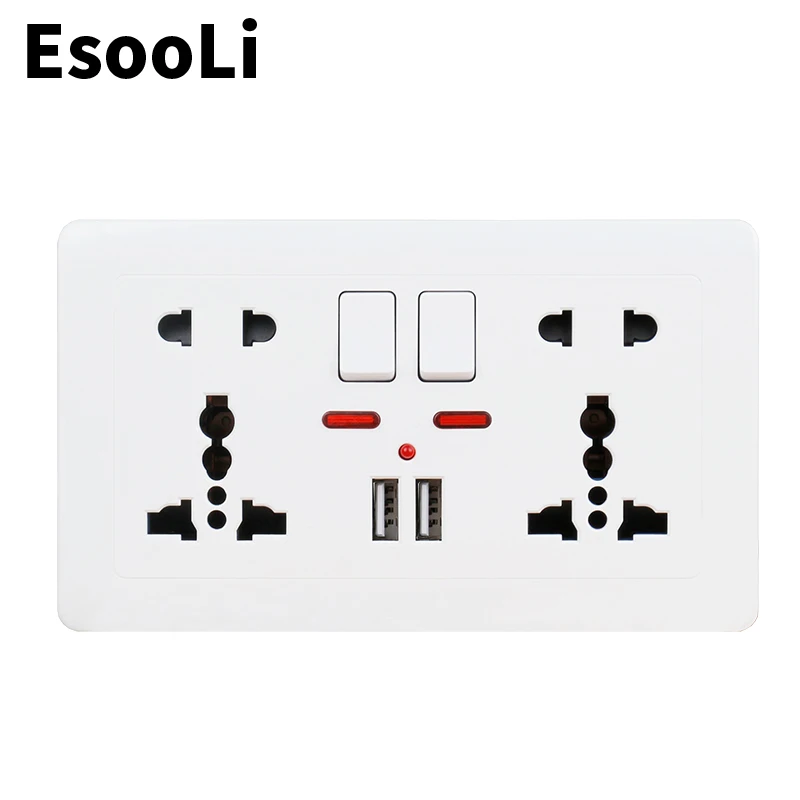 Настенный светодиодный индикатор EsooLi зарядное устройство с двойным USB портом 146