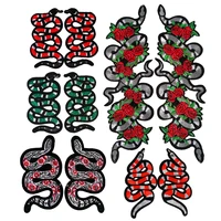 cartoon animal snake embroidery patch badges embroidery rose flower wholesale patches iron on patches sewing supplies