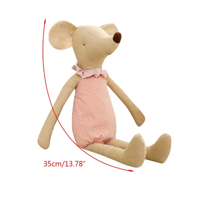

D7WF 35cm/14inch Stuffed Animal Toy Linen Doll Mouse Realistic Mouse Comfort Doll Stuffed Toy Home Decor Simulation Toy Kid3+