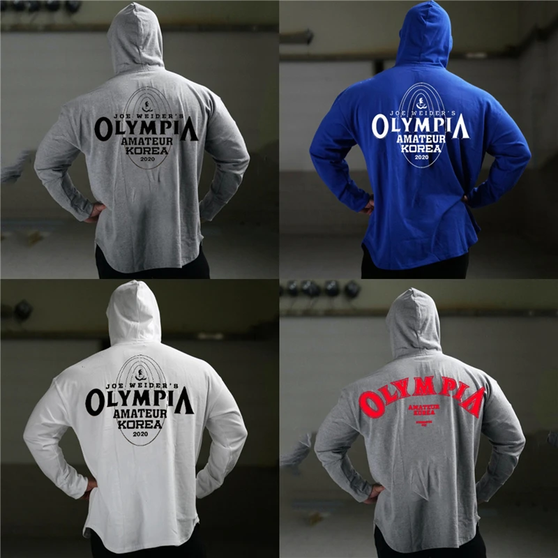 Men's Fashion Print Fitness Sport Casual Hoodie Gym Running Training Muscles Bodybuilding High Quality Cotton Jogging