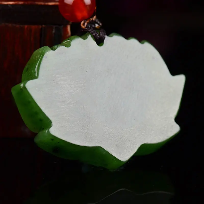 Подвеска из натурального зеленого лотоса нефрита ручная работа нефритовые