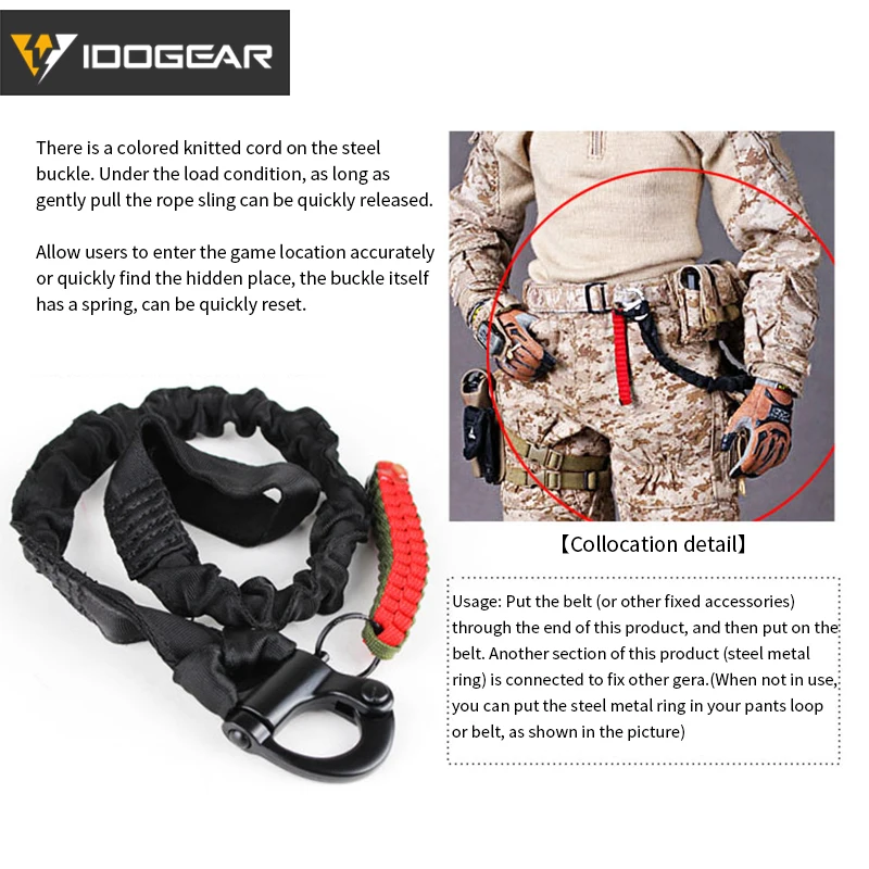 IDOGEAR Tactical Quick Release Save Sling Lanyard Airsoft Combat Gear Accessories |