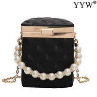 high quality women small pu leather handbags with pearl chain shoulder bags designer ladies messenger bag casual crossbody bags