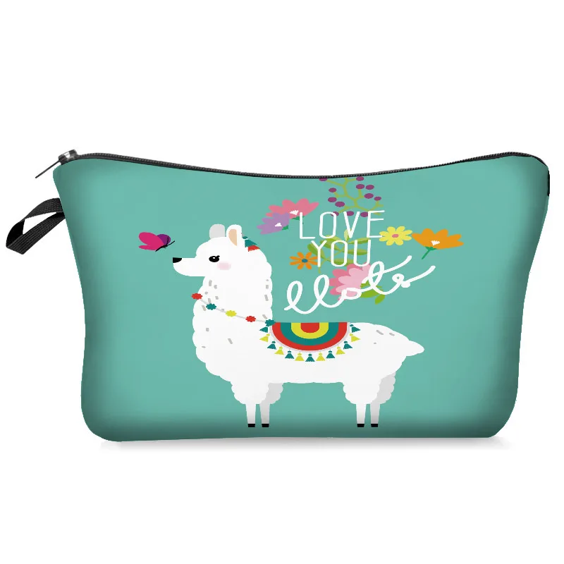 Cute Llama Makeup Bags Women Cosmetic Bag With Multicolor Pattern 3D Printing neceser Cosmetics Pouchs For Travel make up bag | Багаж и