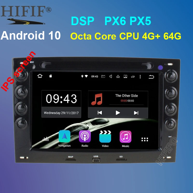 Автомобильный DVD радиоплеер IPS 4G + 64G Android 10 для Renault Megane 2 ii 2006 2007 2008 2009 2010 с BT Wifi