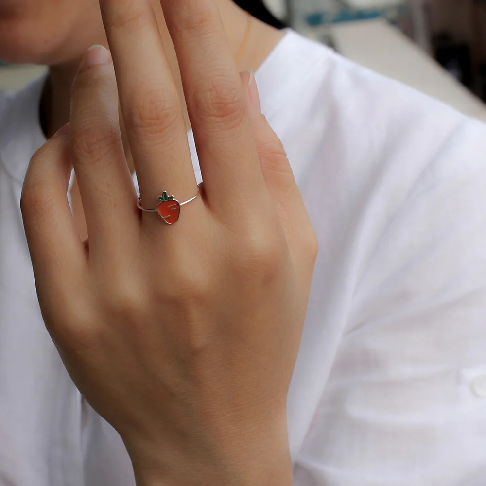 Женское кольцо с морковью Trustdavis серебряное из 100% серебра 925 пробы свадебное