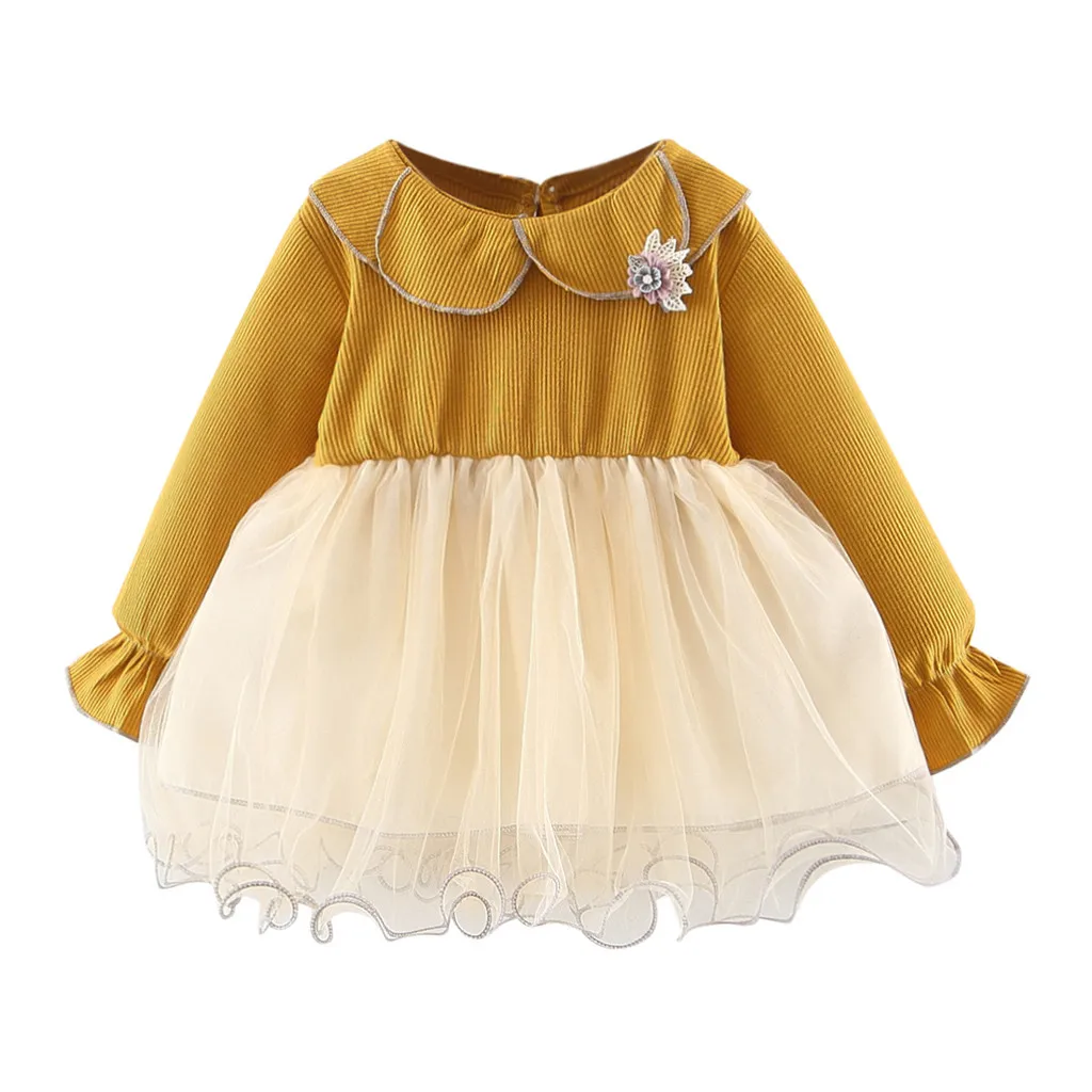 Платье для маленьких девочек Сезон осень Кружевное фатиновое платье в стиле